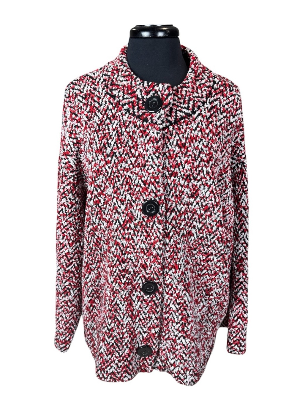 Jones New York Collection Red Marbled Knit Cardigan Jacket Women’s Size 3X NWOT